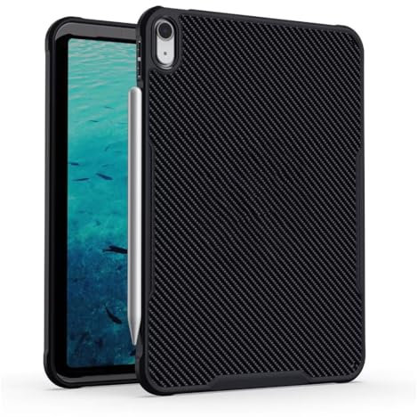 SharkProten Coque rigide en fibre de carbone pour iPad Mini 4/5, ultra fine avec protection d'appareil photo, résistant aux chocs et aux rayures, noir transparent