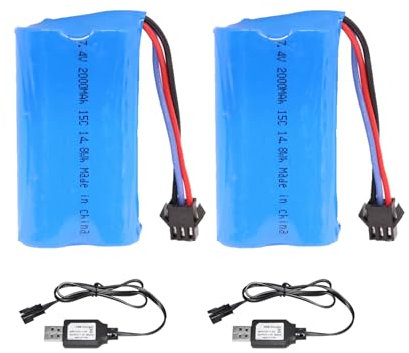 Pinsinholy 2S Li-Ion Akku 7.4V 2000mAh 15C mit SM-3P Stecker Wiederaufladbare Akkus mit hoher Kapazität für RC Autos RC Truck RC Boot