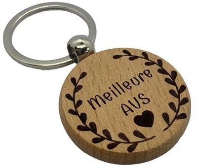 Porte clé en bois gravé Meilleure AVS cadeau fin d'année scolaire maitresse nounou atsem