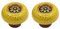 HDJNal Lot de 2 boutons en céramique – Boutons de porte d'armoire de cuisine de forme ronde vintage pour meubles et tiroirs – Vintage shabby chic (32 mm de diamètre, bronze-jaune)
