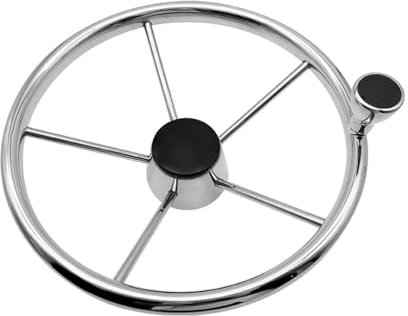 Boot Zubehör Marine 5 Speichen Edelstahl Spiegel Poliert Lenkrad Mit knopf(15.5inch)