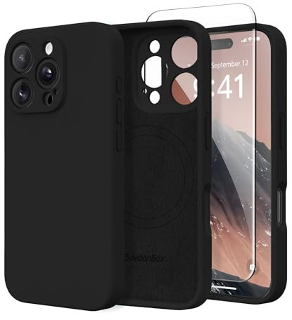 SuydanBox Magnetic for iPhone 16 Pro Max Case, Compatible with MagSafe, [Full Camera Protection][Screen Protector] Silicone Shockproof Protective Phone Case for iPhone 16 Pro Max 6.9, Black