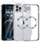 Phoona Cover Placcatura per iPhone 12 Pro Max 6,7 Pollici, Obiettivo per Fotocamera Protezione Completa e 2 × vetro temperato, Compatibile con MagSafe Ricarica Wireless, Protezione Militare, Argento