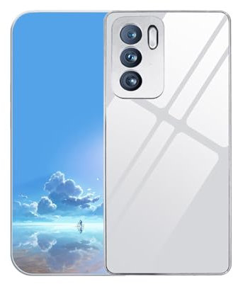 BORYA Verre Coque pour Oppo Reno 6 5G (Reno6 5G), Antichoc Très Mince Souple Premium Silicone TPU Bumper + PC Verre Trempé Housse, Soyeux Élégant Simple Couleur Unie Étui. Argent