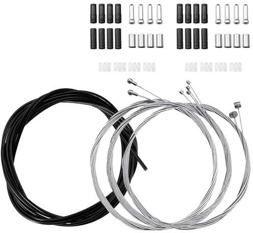 Yuaiosn 2 Sätze Bowdenzug Fahrrad, Universal Fahrrad Bremsen Set, Fahrrad Schaltseil Set, mit 2 Stück Außenhüllenzug Schlauch/Bowdenzug Endhülse Endkappen/O-Ring,Geeignet für Mountainbike und Rennrad