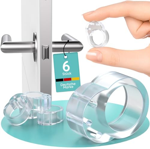 Türklinkenpuffer Transparent [6er Set] – Türstopper für Türklinke, Türgriff & Fensterklinke, Türgriff Schutz & Anschlagdämpfer, Wandschutz für Türklinken – Kein Bohren & Kleben (6)