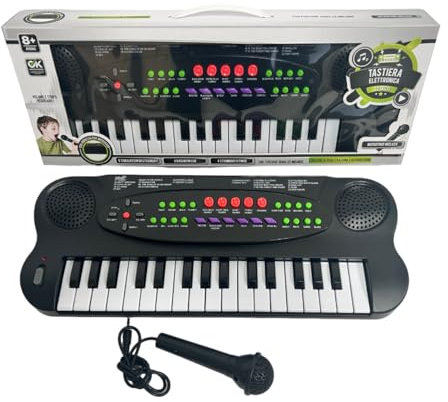 Tastiera Elettronica 32 Tasti Pianola cm 40 Pianola Bambini Pianola Tastiera Giocattolo Funzionante con Microfono 8 Basi Ritmiche 8 Simulazione Strumenti 22 Melodie Funzione Registrazione Riproduzione