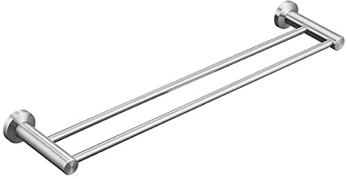 QTYQWC Porte-Serviettes Double en Acier Inoxydable, 80 cm, 90 cm, 100 cm, Fixation Murale brossée pour Salle de Bain et Cuisine, Cadeau argenté, 60 cm