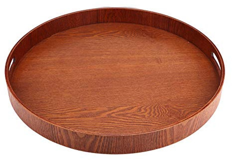 SustVita Bandeja de madera para servir, bandeja redonda grande de 50 cm, para suministros de cocina en casa