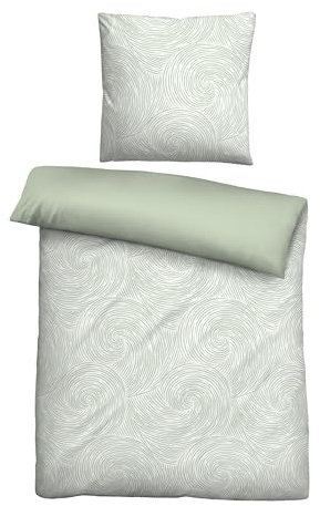 biberna Premium Tencel Bettwäsche Garnitur 155x220 cm grün | 100% Lyocell | pflegeleicht, glatt, temperaturregulierend | Reißverschluss | Sommerbettwäsche aus Eukalyptus | Strudel | Modell 0474495