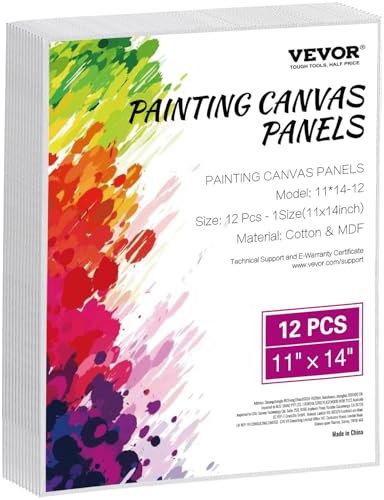 VEVOR Toile blanche pour peinture, lot de 12, toile à peindre, 280x355 mm, tableau en toile pour la peinture pour croquis, peinture acrylique et à l'huile, aquarelle, pour enfants et professionnels