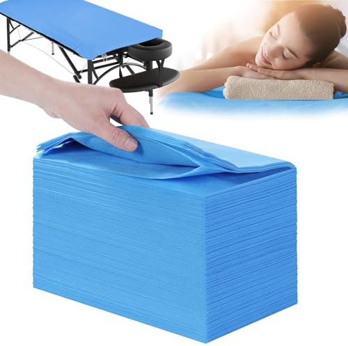 Kadryxon 100PCS Einweg Bettlaken, Einweg Massagetisch Bettlaken, Einweg Massageliegen Auflage für Schönheitssalon SPA Krankenhausbetten Tattoo Hotels 80 x 180cm (Blau)