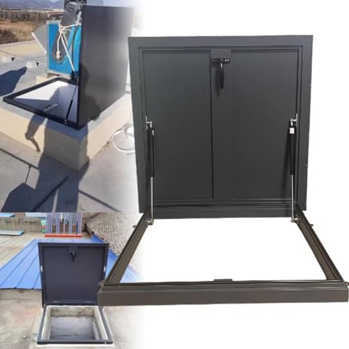 Botola Di Accesso Al Tetto Lucernario, Copertura Antipioggia Porta Di Sicurezza Resistente Alle Intemperie Botola in Acciaio Zincato Installazione Su Ponte Finestra per Tetti,80x100cm