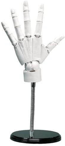 Flexible Handmodell, artikulierter Hand 1: 1, linke Modell mit beweglichen Gelenk- und Basis -DIY -freundlichen PVC zum Zeichnen, Malen, Skizzieren (weiß)
