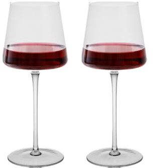 BTGLLAS 570 ml Weingläser, 2er-Set, elegante mundgeblasene Gläser für Rotwein, kristallklare Kelche, Geschenk-Set für Hochzeit (2, B-PG-570 ml)