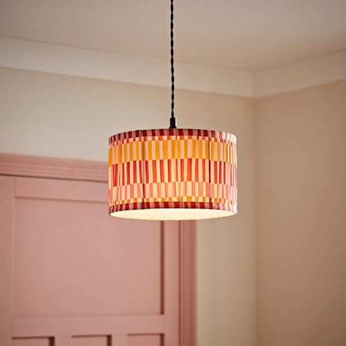 ValueLights | Rae Small Stripe Multicolour Pleated Drum Ceiling Lamp Shade and Bulb | Ceiling Lights, Home Décor & Improvement Essential