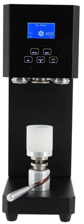 Semi-Automatic Beverage Seal Machine Milk Tea Drink Bottle Cup Sealing Machine with LED Display, Electric Can Sealing Machine for Homes Bars Cafes(Black)