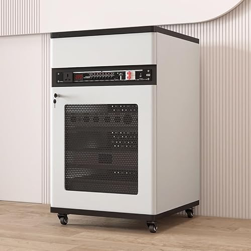 Diodceraic Schwerlast 12U Audio-Rack mit Rollen - Professioneller Equipment-Schrank für Verstärker, KTV & Heimkino - Studio-Rack für HiFi- und Kinoanlagen(White,3 Tier)