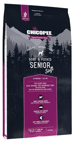 Chicopee Holistic Nature Line | Soft Senior | Hundefutter halbfeucht | Ziege & Kartoffel | Getreidefrei & Soft-Krokette | Monoprotein | Inspiriert von der Natur Kanadas | 12 kg