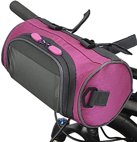 KFGISD, Fahrrad-Fronttasche, Touchscreen-Fronttasche mit großem Fassungsvermögen, regenfeste Reitausrüstung ，Fahrradrucksäcke(Pink)