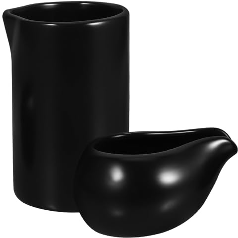 JECOMPRIS Set de Pichets à Sauce Céramique Noire Cruche à Lait Européenne Simple et Pratique Pot à Sauce pour Cuisine et Service Résistant et Facile à Verser
