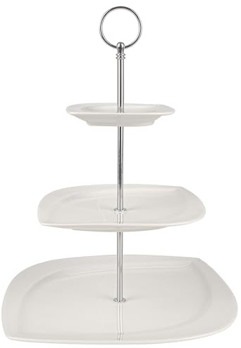 Festa Italia Etagere Porzellan - 3 Stöckig - Weiß Etageren - Kuchenständer Cupcake-Halter - Obstetageren - Obst Kekse Süßigkeiten Servierplatte - Gebäck gestuftes Serviertablett für Weihnachten