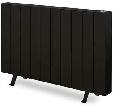 ELIAN Radiateur Électrique Sèche Sans Fluide, Chaleur immédiate, Aluminium, Programmation 24/7, Détecteur Fenêtres Ouvertes, avec Pieds et Supports Muraux - 2000W, Noir