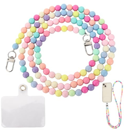 LuxStellar Handykette Universal Handyanhänger mit Transparent Patch,Schlüsselkette,Handytasche zum Umhängen,Handyband zum Umhängen,Handykette Perlen zum Umhängen,Handy Umhängeband,Handy Zubehör