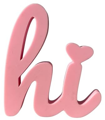 Mel Made Studio hi Schriftzug Deko Aufsteller – moderner 3D Druck Schriftzug in Wunschfarbe – Minimalistische Tischdeko für Wohnzimmer, Regal, Frühling & Ostern (Rosa)