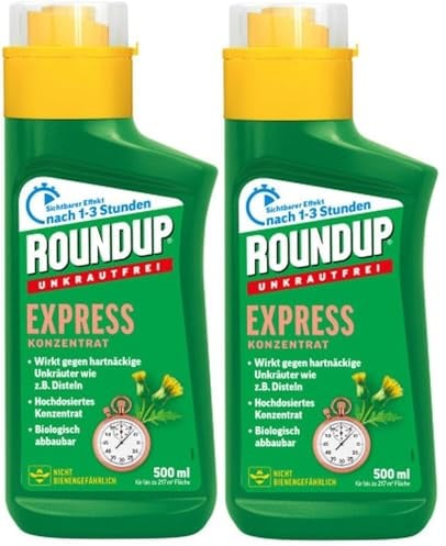 2 x 500 ml Roundup Unkrautfrei Express Konzentrat - Unkrautvernichter ohne Glyphosat