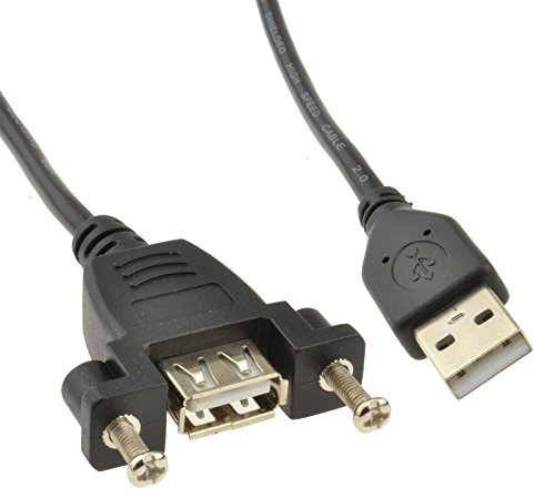 kenable USB 2.0 Panel Mount Female A Socket to A Plug Cable 0.15m 15cm [0.15 metres]