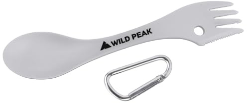 Wild Peak Contour Plastic Spork - Lightweight & Strong All in one Spoon, Fork, Knife Cutlery with Optional Storage Bag ▲ (Glacier White, Without Storage Bag)