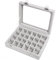 BASUWELL 24 Grid Velvet Jewelry Tray for Drawers Glass Clear Lid Showcase Display Storage Ring Trays Holder Earrings Organizer Case-Grey