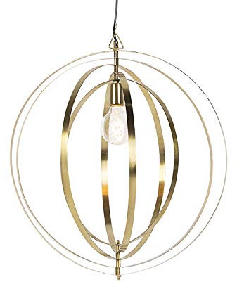 Qazqa - Retro Vintage Hängelampe I Pendellampe I Pendelleuchte Messing - Ringe I Wohnzimmer I Schlafzimmer - Stahl Kugel I Kugelförmig - LED geeignet E27