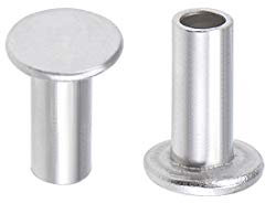 sourcing map 100 Stk. Aluminium Flachkopf Halbröhrennieten Silber M3x7mm