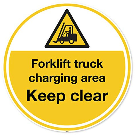 Forklift Charging Area Floor Safety Sign - Anti-Slip Vinyl Sticker - Industrial Hazard Warning for Warehouse, Factory, Loading Bay or Workshop - Durable Self-Adhesive Floor Marker