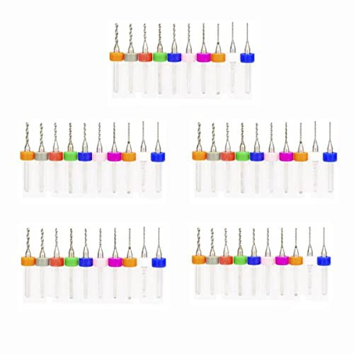 HaimoBurg 50 pièces 0.1-0.5 mm Micro Carbure PCB Carbide Forets Drill Bits