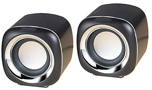 Ezeey 3.5mm Mini Square Wired Speaker Box Computer Speakers Portable USB Notebook Speaker Multimedia Desktop Speaker Powered by USB for Tablet Computer Laptop Smartphone (Black)