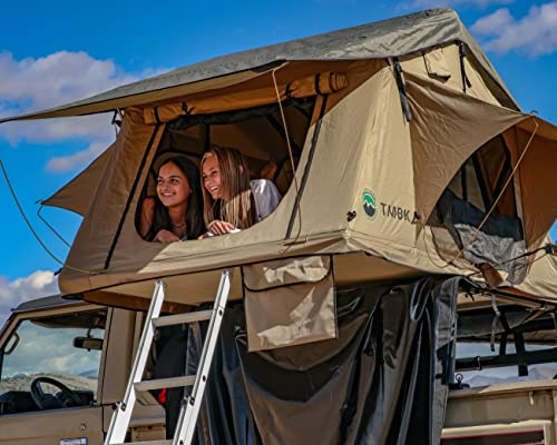 Soft Shell Rooftop Tent for SUV & Truck Camping, 3-Person - Overland Vehicle Systems TMBK - Universal Fitment with Rainfly & Ladder