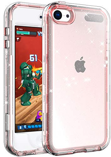 SLMY Schutzhülle für iPod Touch der 7. Generation, glitzernd, kristallbesetzt, fortschrittlich, robust, Hybrid-Hülle (Roségold)