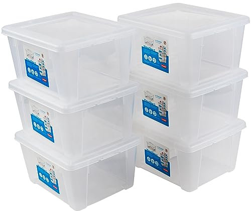 6 x Aufbewahrungsbox mit Deckel 2 Liter - 19x16x10 cm - transparent stapelbar LEBENSMITTELECHT - Kunststoff Box Kiste - Plastik Behälter Organizer - Büro Haushalt Küche Kinderzimmer Spielzeugkiste