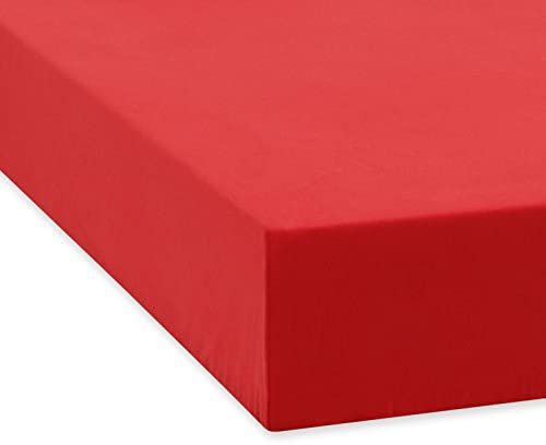 TRAUMSCHLAF Spannbettlaken, Spannbetttuch Fein-Biber warm und kuschelig, bügelfrei, mit Rundumgummi (weitere Farben,Größen) 200x220 cm Kirsch