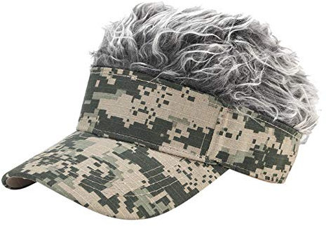 Herren Kappe Hut Golf Baseball Cap Mit Fake Flair Haar Suncap Visier Spaß Toupee Hut Herren Damen Stachel Perücke Hut Mode Sunhat-E_One_Size