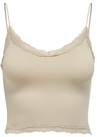 ONLY Top Corto Senza Cuciture da Donna, Nude, L/XL