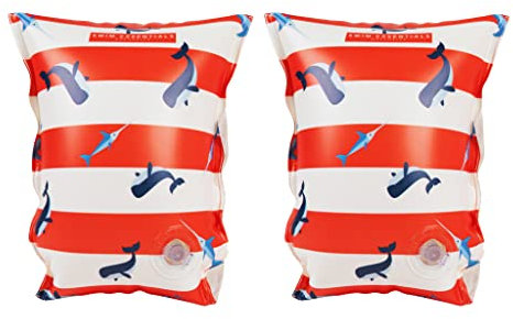 Swim Essentials Schwimmflugel, mit zwei Luftkammern und flache Innenseite, komfortabel, Rot Weiß