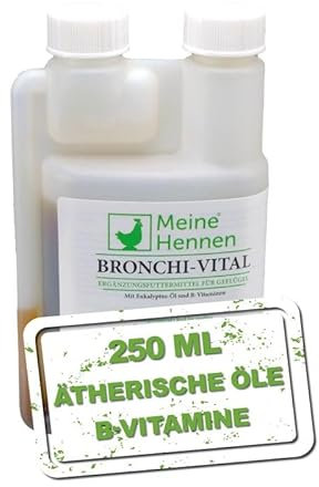MeineHennen Bronchi-VITAL 250 ml, Ergänzungsfuttermittel mit Eukalyptus-Öl und B-Vitaminen für Hühner, Tauben und Wachteln. Für Ihr Geflügel zur Unterstütung der Atemwege bei Hühnern.