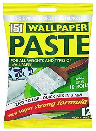 Wallpaper Paste Ready Mixed Adhesive with 12 Pint Packs and New Super Strong Formula for All Weights and Types of Wallpaper - Home Improvement Wall Covering Paste (Set of 1)