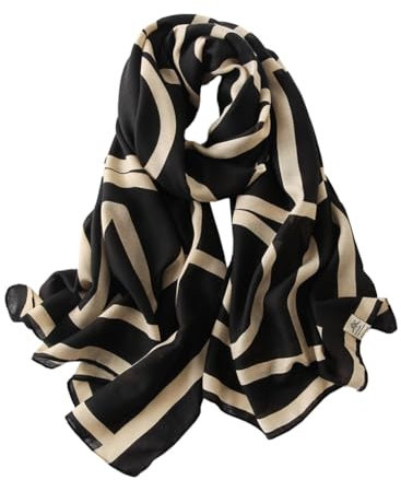 JERLA Damen Schals Lady Light Soft Fashion Solid Scarf Wrap Shawl plaid scarf, Schwarze Linie, Large