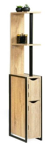 WC-Schrank in Holz- und Metalloptik im Industrietyp