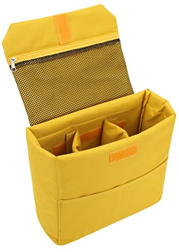 Uadme Shockproof DSLR SLR Camera Bag, Nylon Camera Protection Insert Bag Camera Padded Bag Camera Inner Partition Protective High Capacity,for Camera Lens Flash Light Travel Photography(L-Yellow)